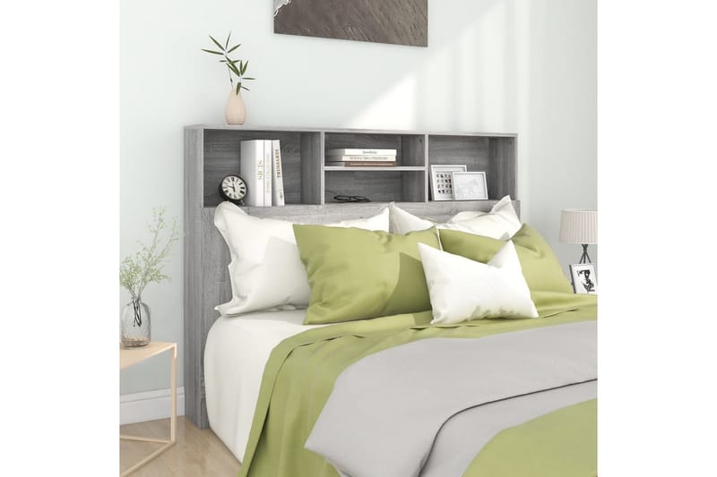beBasic Sänggavel med förvaring grå sonoma 140x19x103,5 cm - Möbler - Sovrum - Sänggavlar