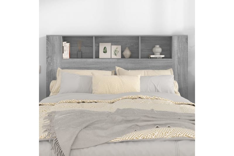 beBasic Sänggavel med förvaring grå sonoma 160x18,5x104,5 cm - Sänggavlar