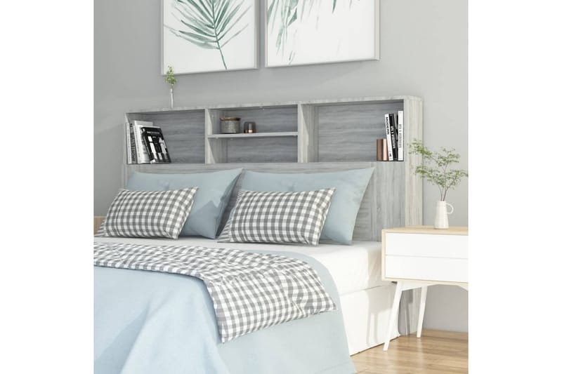 beBasic Sänggavel med förvaring grå sonoma 160x19x103,5 cm - Möbler - Sovrum - Sänggavlar