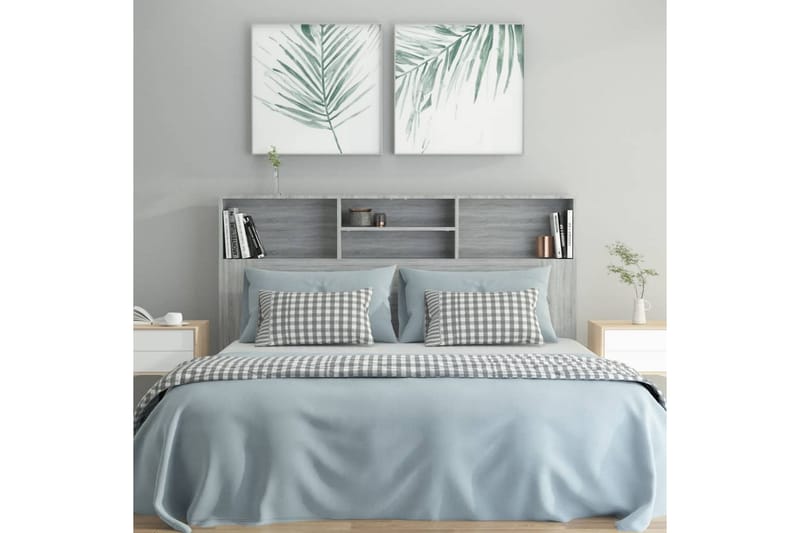 beBasic Sänggavel med förvaring grå sonoma 160x19x103,5 cm - Möbler - Sovrum - Sänggavlar
