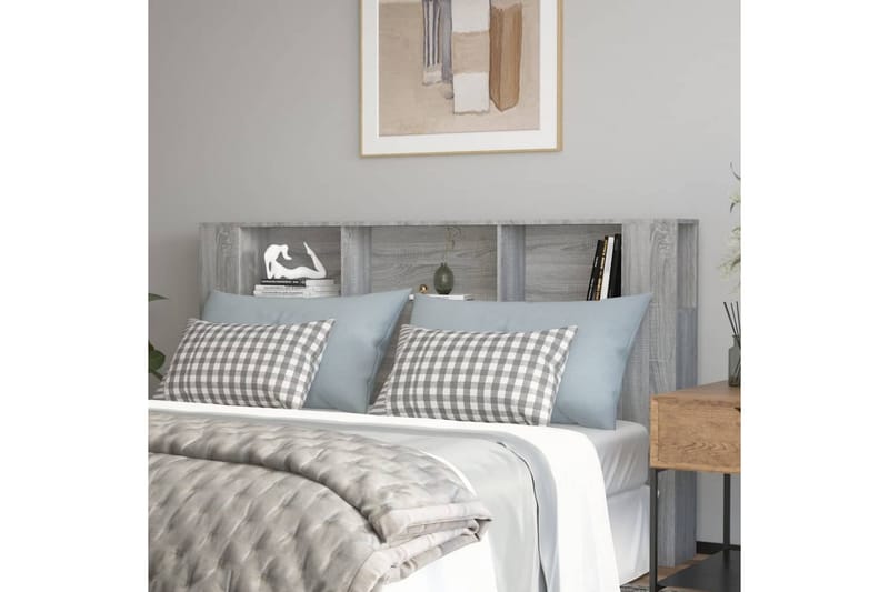 beBasic Sänggavel med förvaring grå sonoma 180x18,5x104,5 cm - Möbler - Sovrum - Sänggavlar