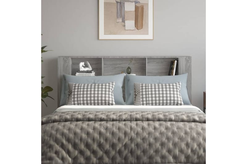 beBasic Sänggavel med förvaring grå sonoma 180x18,5x104,5 cm - Möbler - Sovrum - Sänggavlar