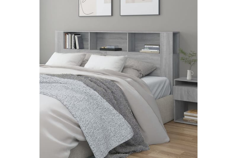 beBasic Sänggavel med förvaring grå sonoma 200x18,5x104,5 cm - Möbler - Sovrum - Sänggavlar