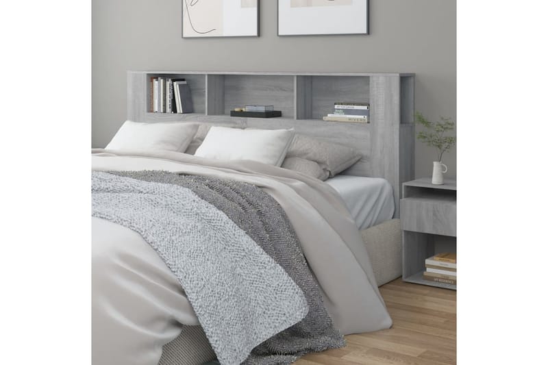 beBasic Sänggavel med förvaring grå sonoma 200x18,5x104,5 cm - Sänggavlar