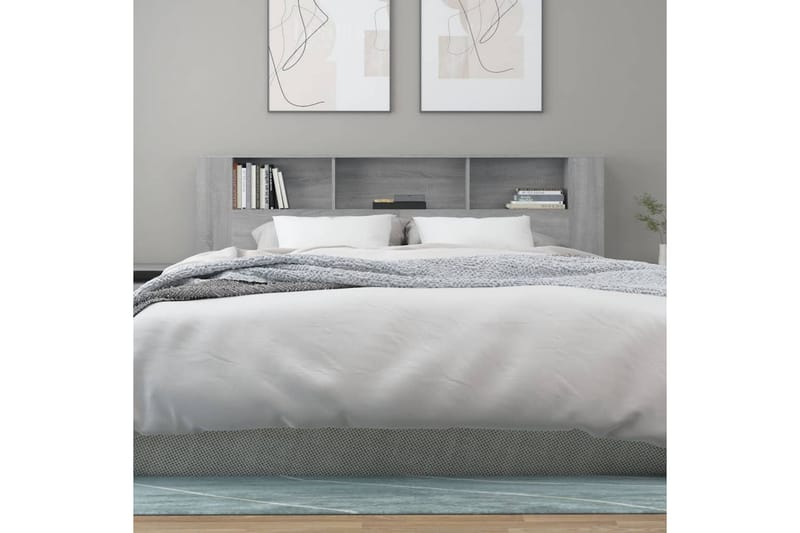 beBasic Sänggavel med förvaring grå sonoma 200x18,5x104,5 cm - Möbler - Sovrum - Sänggavlar