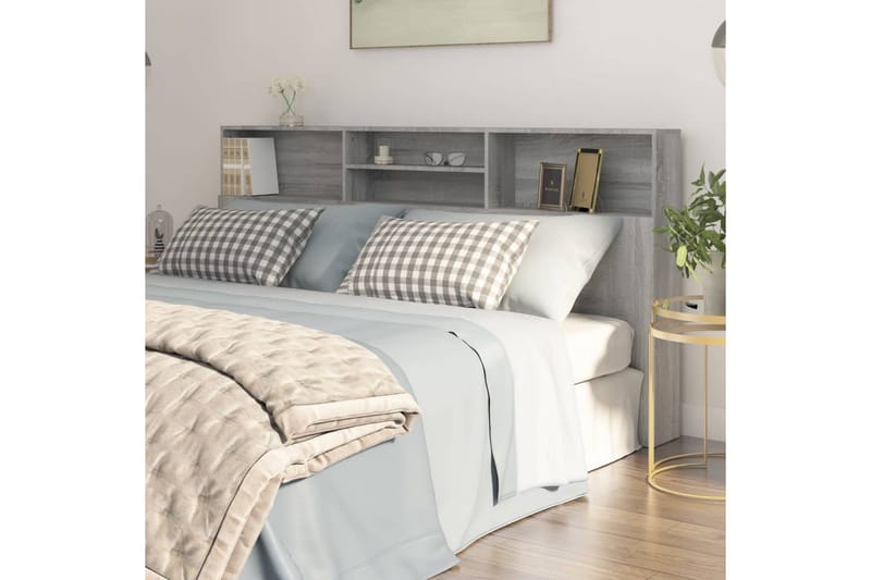 beBasic Sänggavel med förvaring grå sonoma 200x19x103,5 cm - Möbler - Sovrum - Sänggavlar