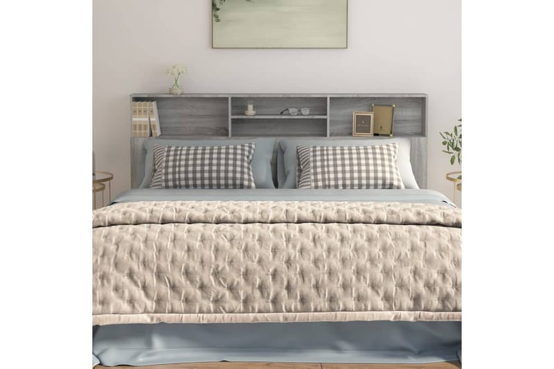 beBasic Sänggavel med förvaring grå sonoma 200x19x103,5 cm - Möbler - Sovrum - Sänggavlar