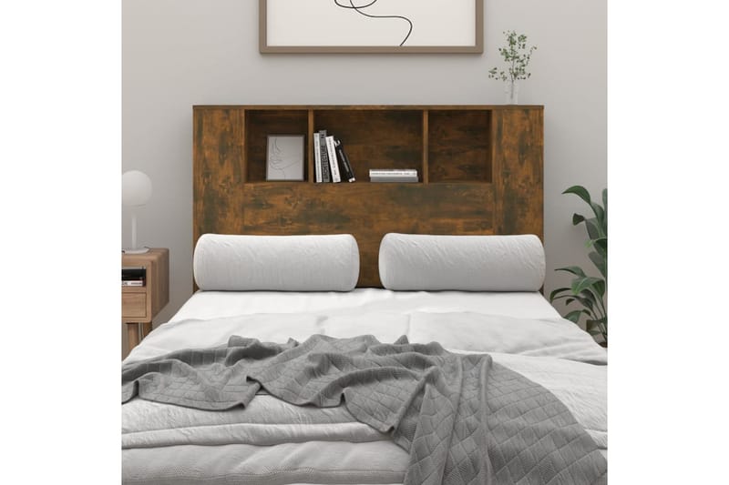 beBasic Sänggavel med förvaring rökfärgad ek 120x18,5x104,5 cm - Sänggavlar