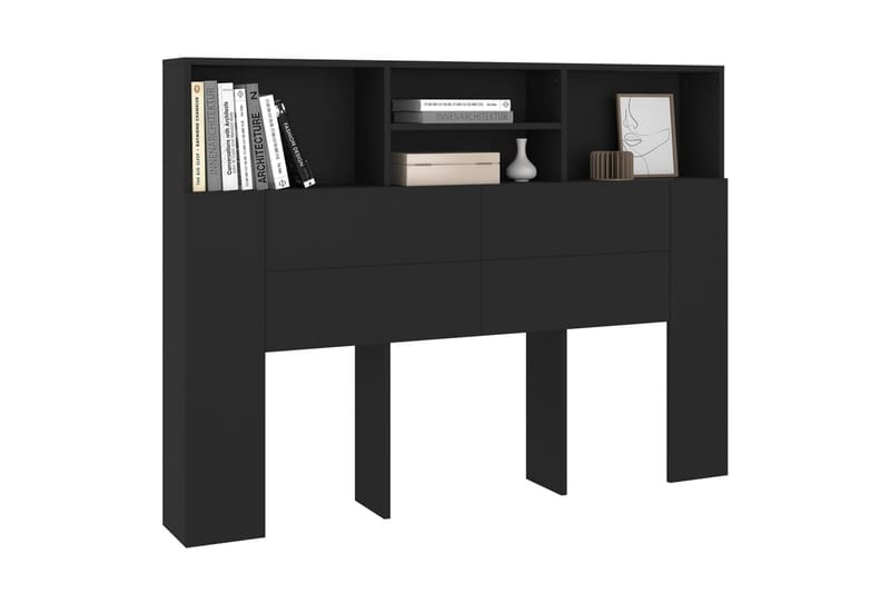 beBasic Sänggavel med förvaring svart 140x19x103,5 cm - Möbler - Sovrum - Sänggavlar