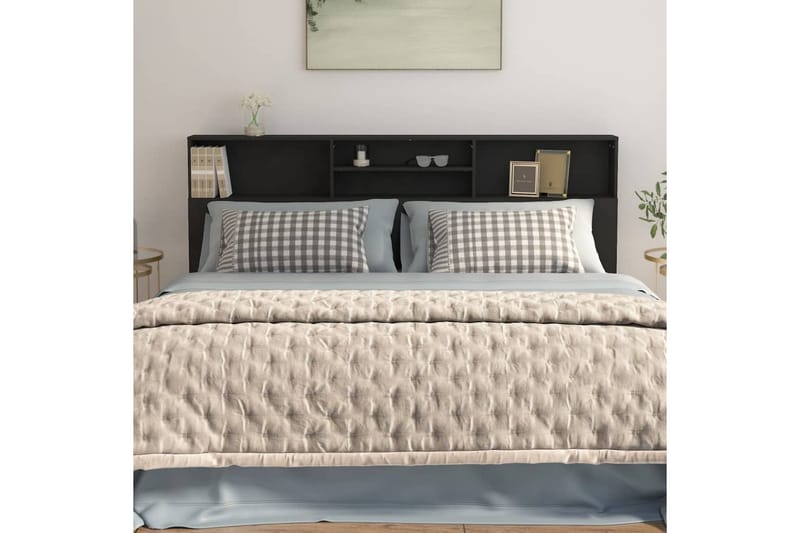 beBasic Sänggavel med förvaring svart 200x19x103,5 cm - Möbler - Sovrum - Sänggavlar