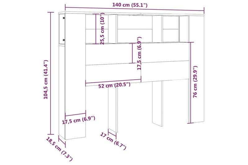 beBasic Sänggavel med förvaring vit 140x18,5x104,5 cm - Möbler - Sovrum - Sänggavlar