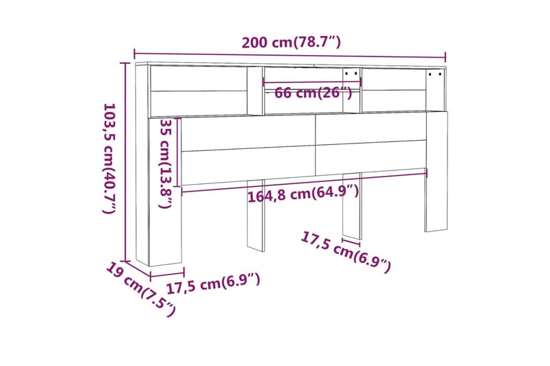 beBasic Sänggavel med förvaring vit 200x19x103,5 cm - Sänggavlar