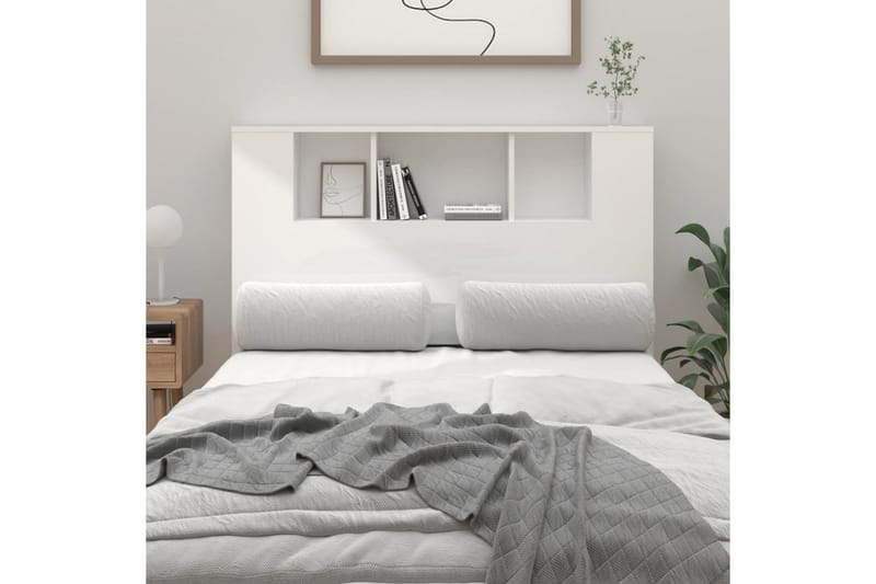 beBasic Sänggavel med förvaring vit högglans 120x18,5x104,5 cm - M�öbler - Sovrum - Sänggavlar