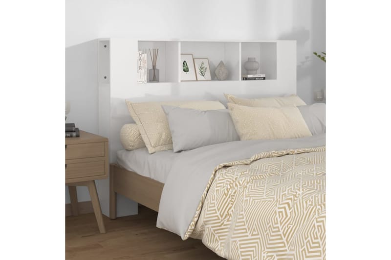 beBasic Sänggavel med förvaring vit högglans 140x18,5x104,5 cm - Möbler - Sovrum - Sänggavlar