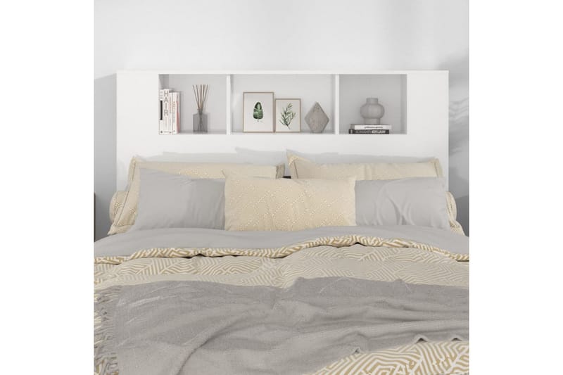 beBasic Sänggavel med förvaring vit högglans 140x18,5x104,5 cm - Sänggavlar