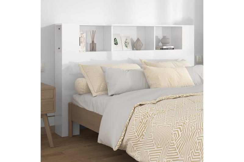beBasic Sänggavel med förvaring vit högglans 160x18,5x104,5 cm - Möbler - Sovrum - Sänggavlar