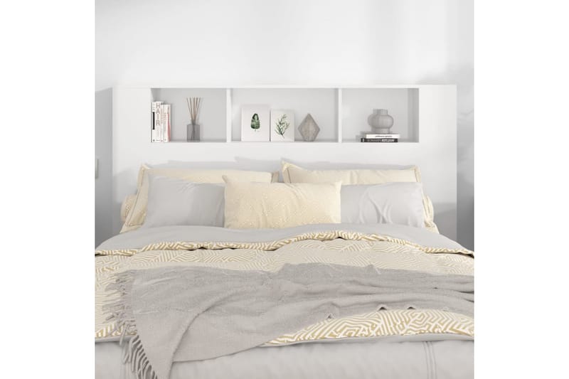 beBasic Sänggavel med förvaring vit högglans 160x18,5x104,5 cm - Möbler - Sovrum - Sänggavlar