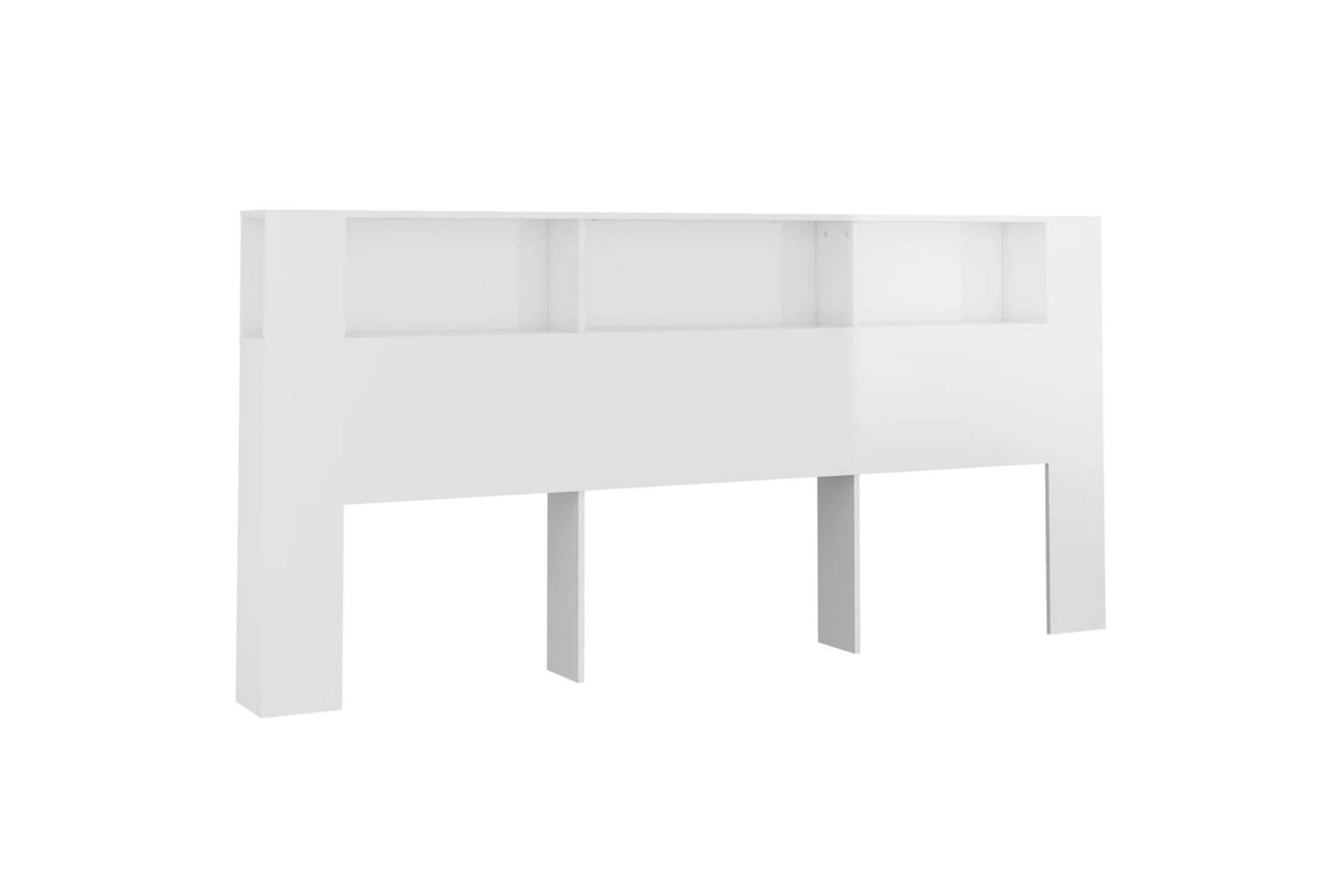 beBasic Sänggavel med förvaring vit högglans 220x18,5x104,5 cm - Möbler - Sovrum - Sänggavlar