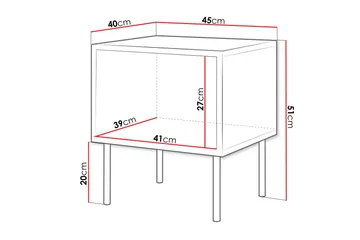 Belonger Sängbord 45 cm med Trä- och Valnötsutseende, Förvaring med Lådor - Svart/Brun - Möbler - Sovrum - Sängbord