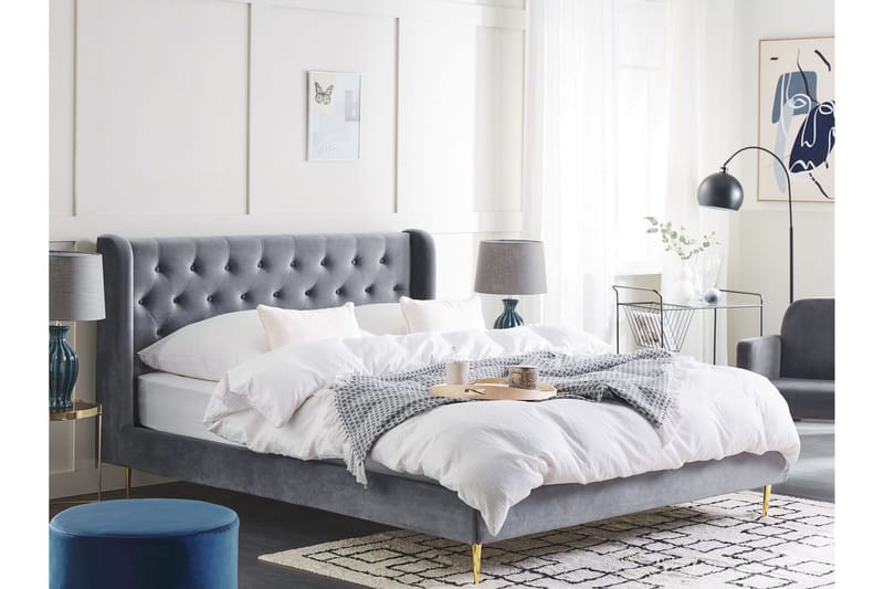 Bernie Sängram 160x200 cm - Grå/Guld - Möbler - Sovrum - Sängram & sängstomme