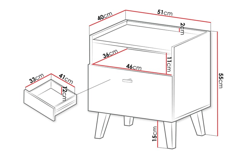 Betsi Sängbord 51 cm - Möbler - Sovrum - Sängbord