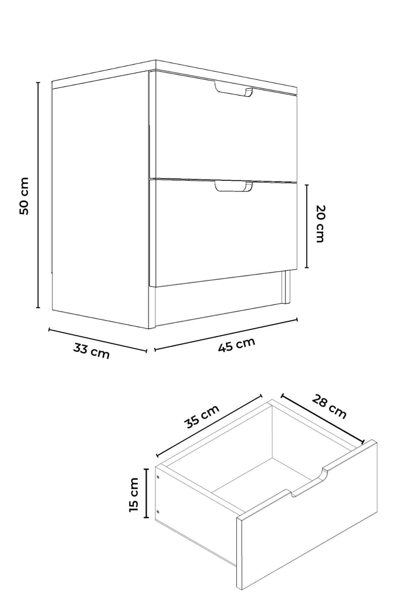 Boran Sängbord 45 cm - Möbler - Sovrum - Sängbord