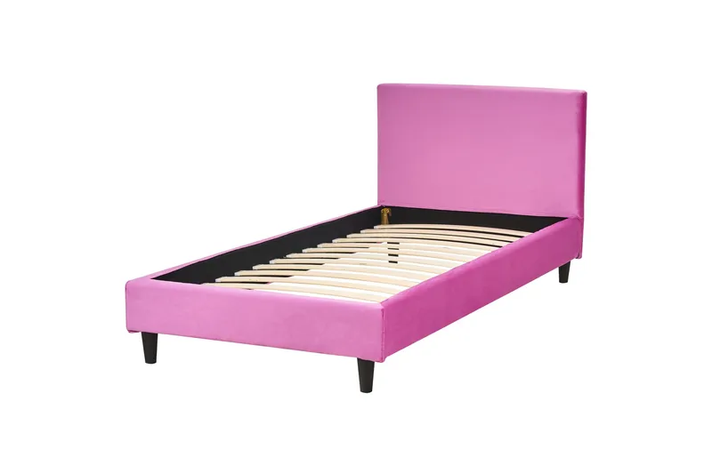 Bossom Sängram 90x200 cm, Rosa/Mörkt trä