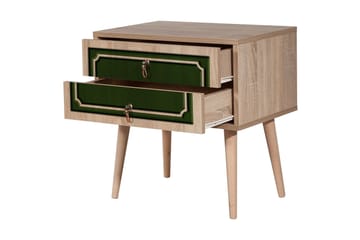 Brokind Sängbord 60 cm med Förvaring 2 Lådor Dekor - Natur/Grön - Möbler - Sovrum - Sängbord