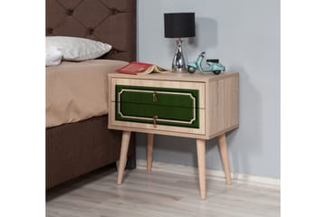 Brokind Sängbord 60 cm med Förvaring 2 Lådor Dekor - Natur/Grön - Möbler - Sovrum - Sängbord