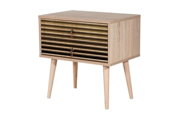 Brokind Sängbord 60 cm med Förvaring 2 Lådor Ränder - Natur - Möbler - Sovrum - Sängbord