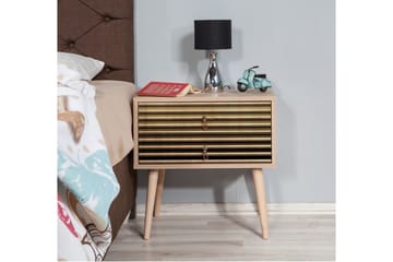 Brokind Sängbord 60 cm med Förvaring 2 Lådor Ränder - Natur - Möbler - Sovrum - Sängbord
