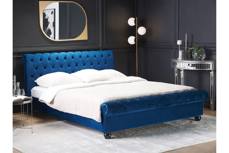 Bronson Sängram 180x200 cm - Blå/Mörkt trä - Möbler - Sovrum - Sängar - Dubbelsängar