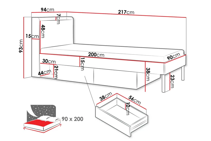 Buhan Sängram 90x200 cm - Beige/Brun - Möbler - Sovrum - Sängram & sängstomme