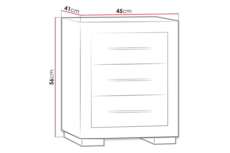 CHELES Sängbord 45 cm med Förvaring 3 Lådor Ekfärg - mörkt trä - Sängbord - Bord