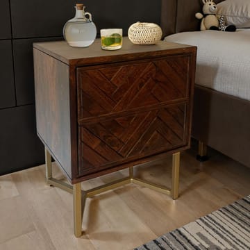 Corora Nattduksbord 45 cm Industriell stil - varm mörkbrun och guld - Möbler - Sovrum - Sängbord