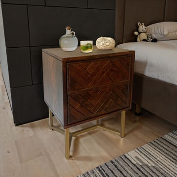 Corora Nattduksbord 45 cm Industriell stil - varm mörkbrun och guld - Möbler - Sovrum - Sängbord