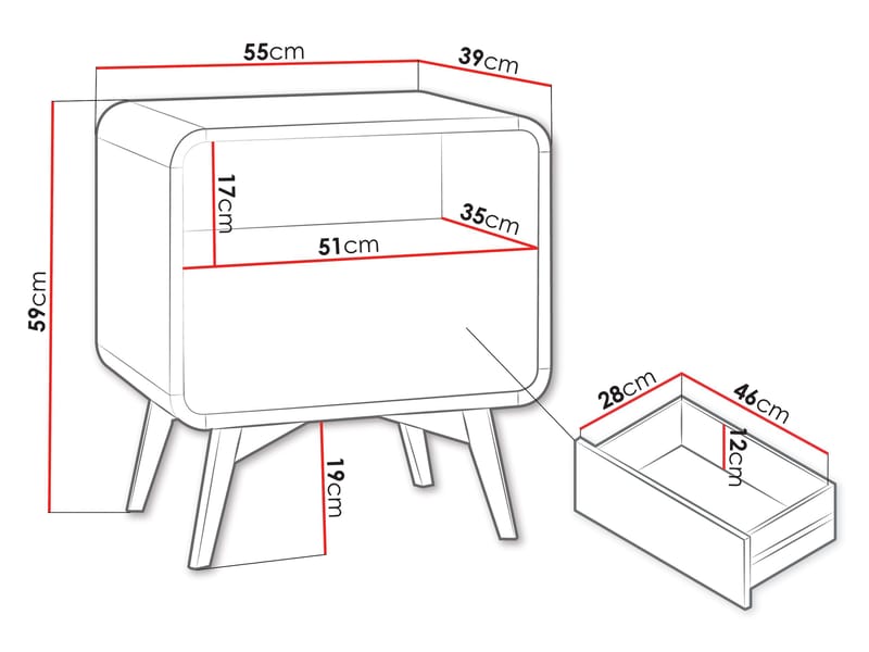 Corvan Sängbord 55 cm - Möbler - Sovrum - Sängbord