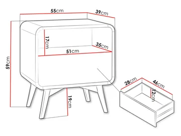 Corvan Sängbord & Nattduksbord 55 cm i Trä med Valnötsutseende, Förvaring med Låda - Brun - Möbler - Sovrum - Sängbord