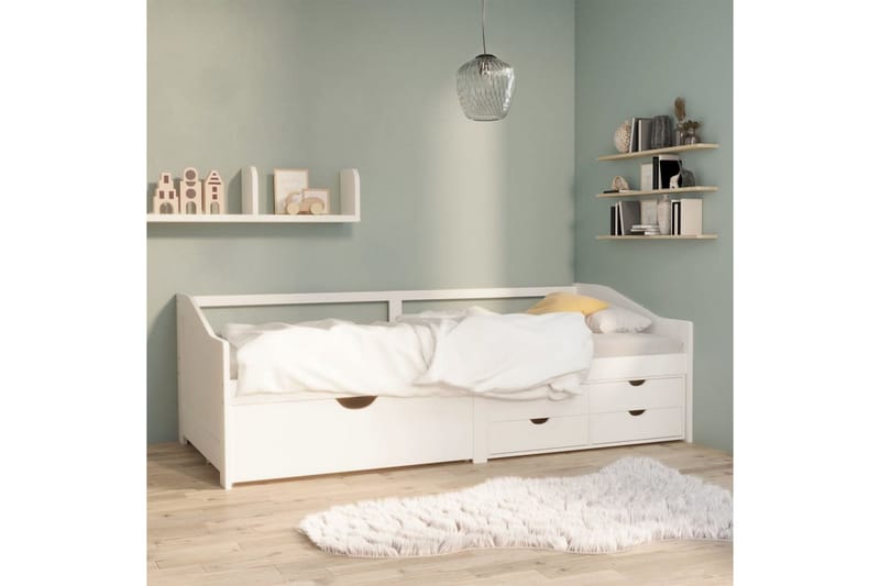 Dagbädd 3-sits med lådor vit massiv furu 90x200 cm - Vit - Möbler - Sovrum - Dagbäddar