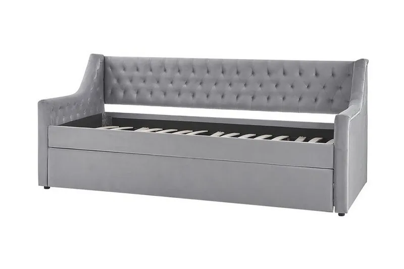 Dagbädd 90 x 200 cm sammet grå MONTARGIS - Grå - Möbler - Sovrum - Dagbäddar