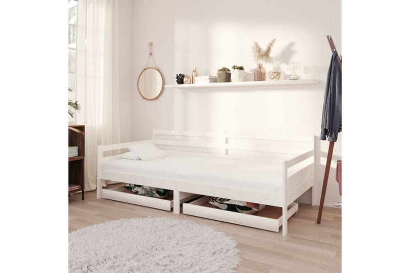 Dagbädd med lådor 90x200 cm vit massiv furu - Vit - Möbler - Sovrum - Dagbäddar