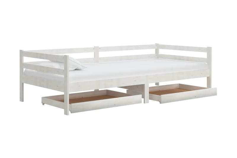 Dagbädd med lådor 90x200 cm vit massiv furu - Vit - Möbler - Sovrum - Dagbäddar