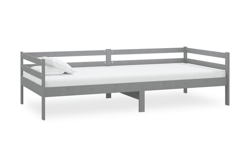 Dagbädd med madrass 90x200 cm grå massiv furu - Grå - Dagbäddar