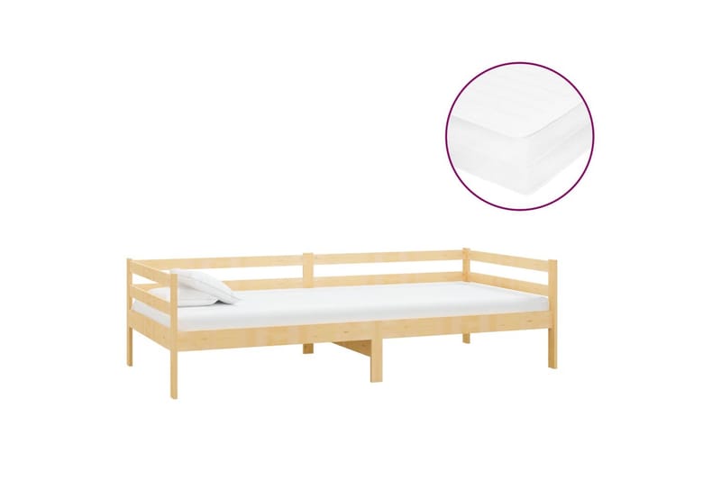 Dagbädd med madrass 90x200 cm massiv furu - Vit - Möbler - Sovrum - Dagbäddar