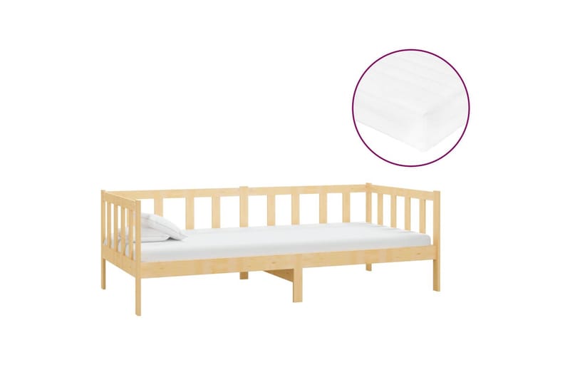 Dagbädd med madrass 90x200 cm massiv furu - Vit - Möbler - Sovrum - Dagbäddar