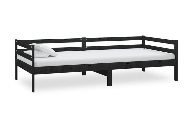 Dagbädd med madrass 90x200 cm svart massiv furu - Svart - Dagbäddar