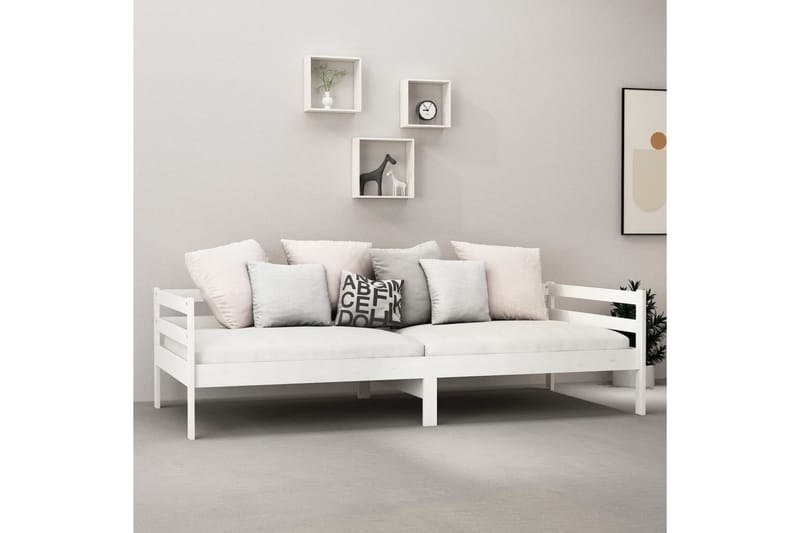 Dagbädd med madrass 90x200 cm vit massiv furu - Vit - Möbler - Sovrum - Dagbäddar