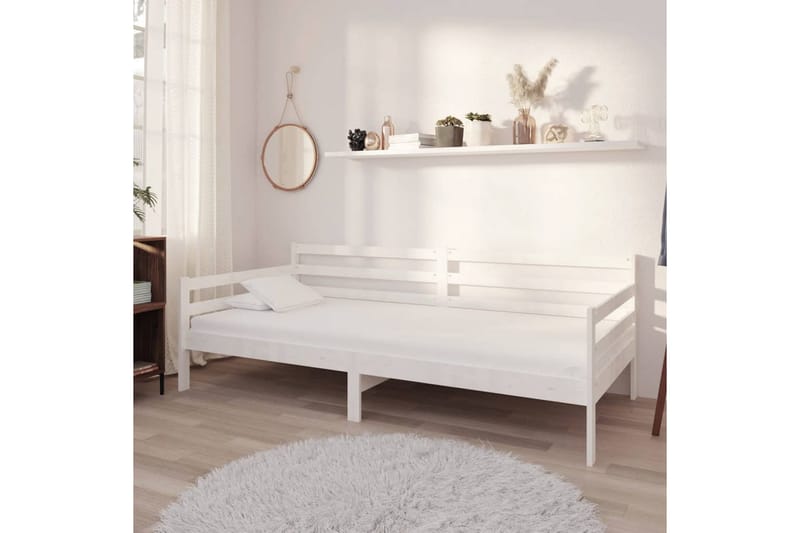 Dagbädd med madrass 90x200 cm vit massiv furu - Vit - Möbler - Sovrum - Dagbäddar