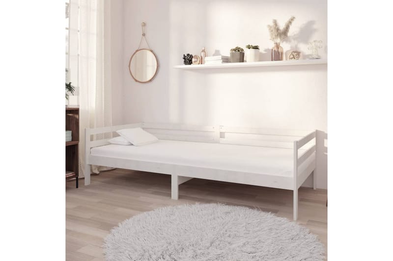 Dagbädd med madrass vit 90x200 cm massiv furu - Vit - Dagbäddar