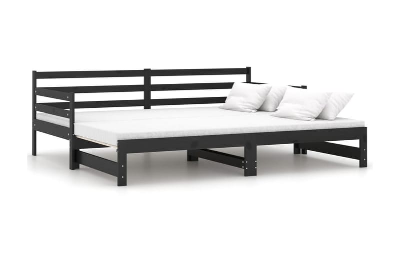 Dagbädd utdragbar 2x(90x200) cm svart massiv furu - Svart - Möbler - Sovrum - Dagbäddar